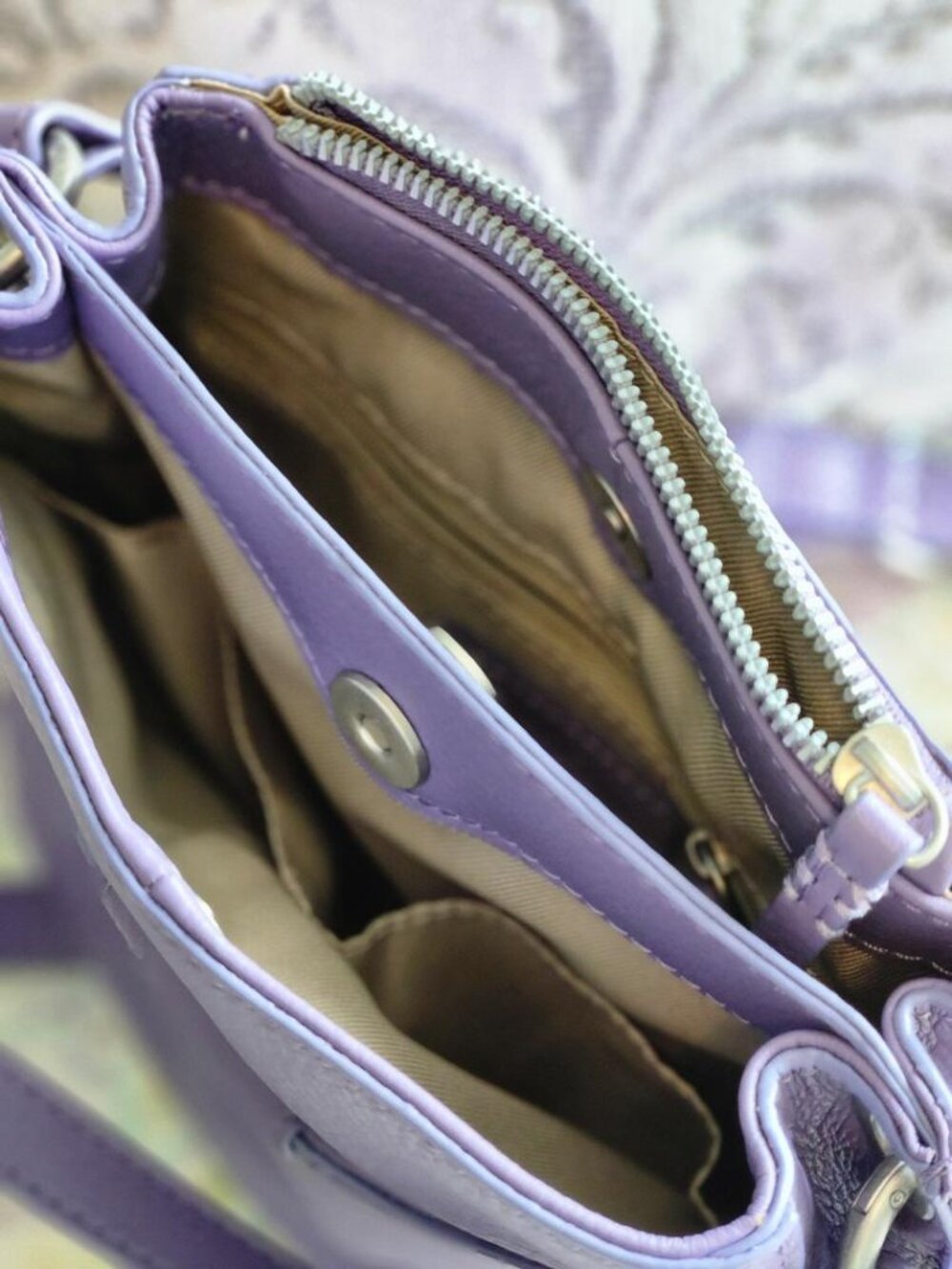 American Leather Co. Purple Leather Crossbody Bag - Picture 2 of 8